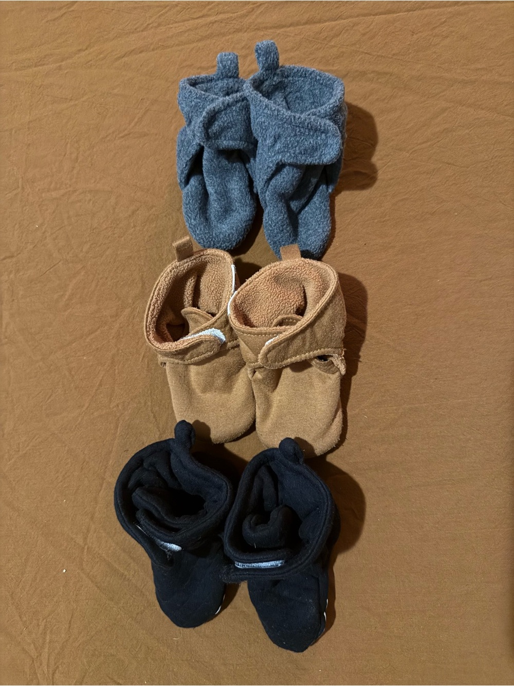 Set of three baby booties